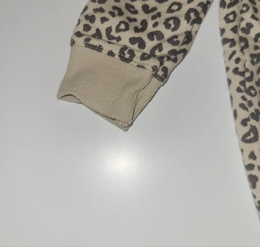Carters Beige Leopard Print Hooded Baby One-Piece With Ears Size 6 Months.